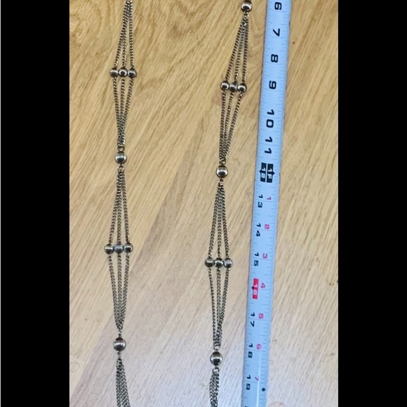 25” Long 3 Strand Vintage Station Necklace with Ribbed Round Beads - Picture 10 of 11